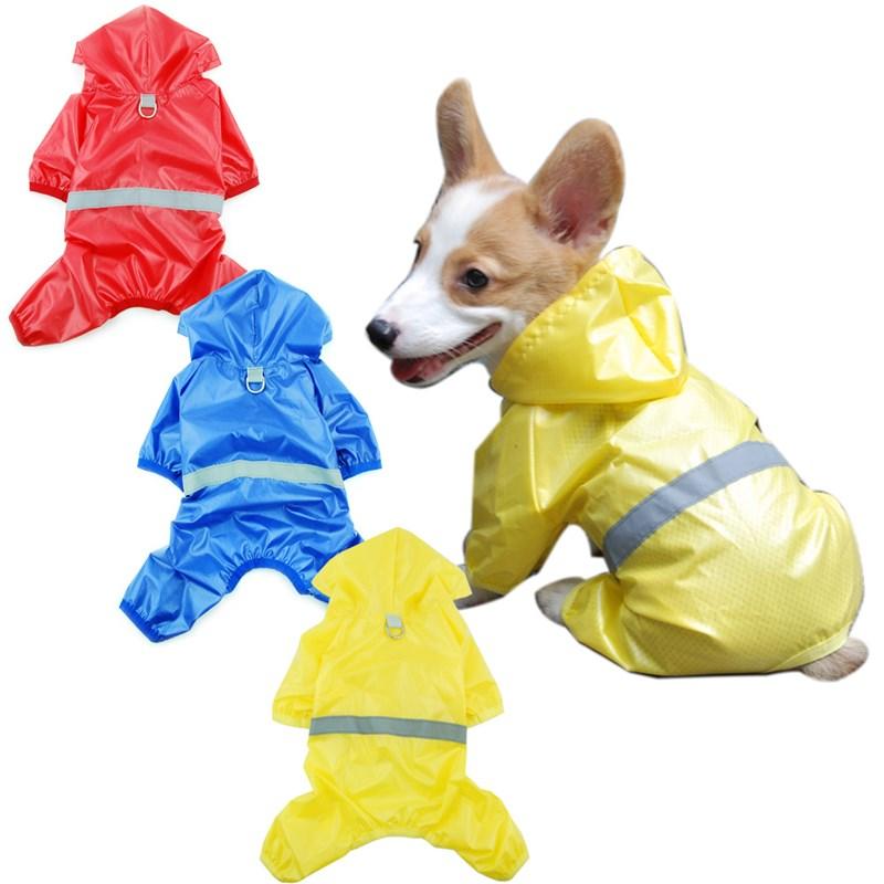 2020 New Pet Dog Cat Waterproof Raincoat Jumpsuit Reflective Rain Coat Breathable Mesh Dog Outdoor Clothes For Small Dog Cat