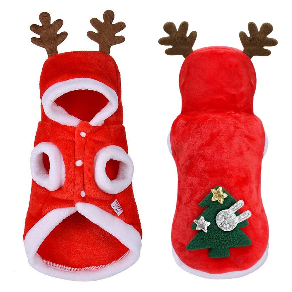 Christmas Cat Clothes Cats Costume Small Dogs Kitten Santa Clothes Warm Dog Clothes Pet Puppy Outfit Hoodie Clothing