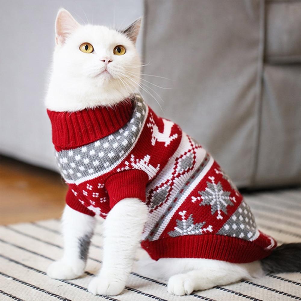 Christmas Cat Dog Sweater Pullover Winter Clothes For Small For Cats Kedi Outfit Clothing Products For Pets Animals Costume Suit