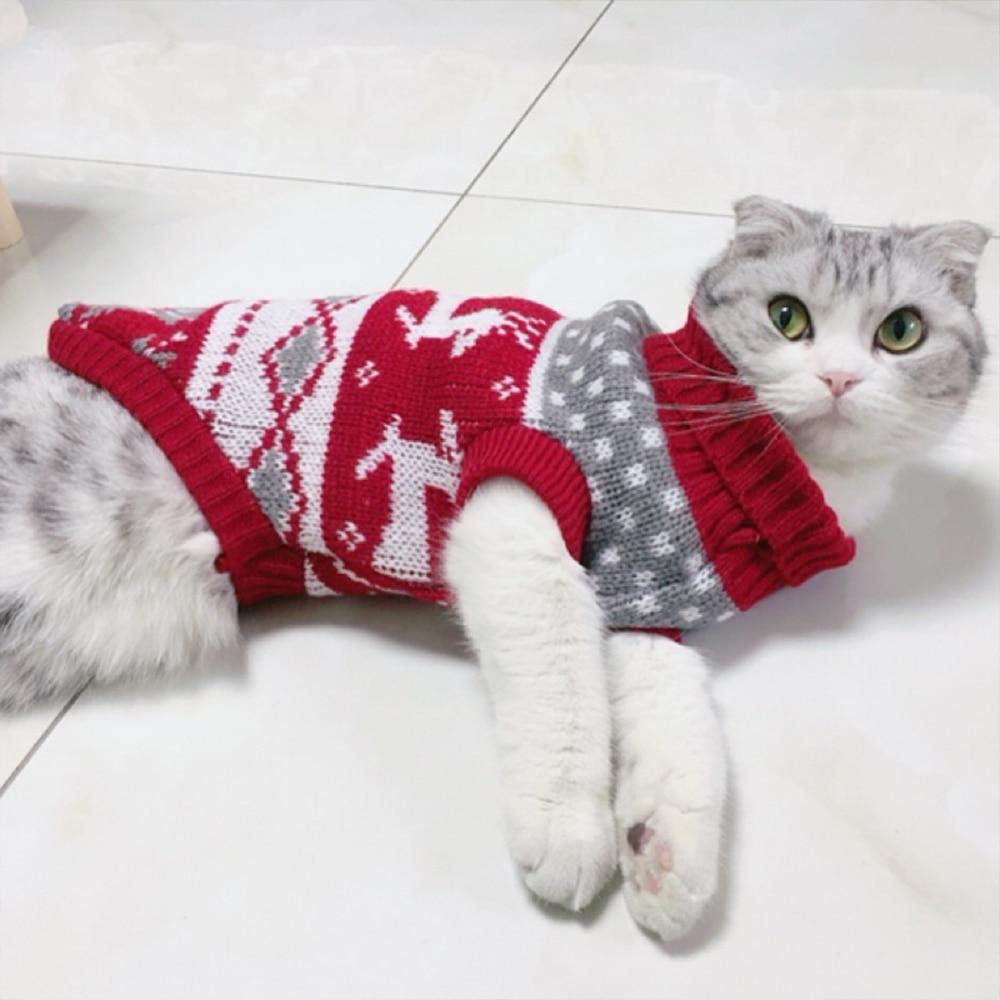 Christmas Cat Dog Sweater Pullover Winter Clothes For Small For Cats Kedi Outfit Clothing Products For Pets Animals Costume Suit