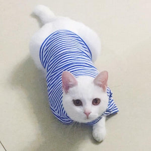 Cute Stripe Pet Cat Vest Shirt Summer Cotton Cat Clothing Clothes for Cats Outfit for Pets Animals Kedi Katten Ropa Para Gatos