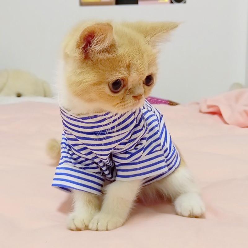 Cute Stripe Pet Cat Vest Shirt Summer Cotton Cat Clothing Clothes for Cats Outfit for Pets Animals Kedi Katten Ropa Para Gatos