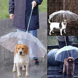 Dog Walking Waterproof Clear Cover Built-in Leash Rain Sleet Snow Pet Umbrella Pet Products