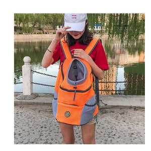 New Out Double Shoulder Portable Travel Backpack Outdoor Pet Dog Carrier Bag Pet Dog Front Bag Mesh Backpack Head