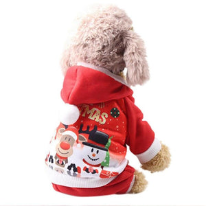 New Year Dog Costume Cat Clothes Red Santa Coat Pattern Pet Dog Hooded Winter Christmas Clothes Dress Cute Coat Jackets Costume