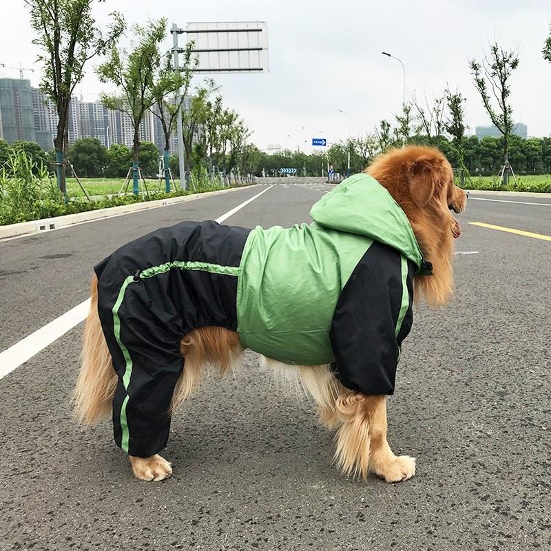 Pet cats and dogs four-legged hood raincoat big dog raincoat lotus leaf surface outdoor curved waterproof clothes