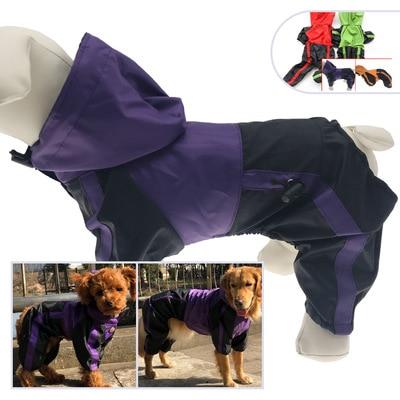 Pet cats and dogs four-legged hood raincoat big dog raincoat lotus leaf surface outdoor curved waterproof clothes