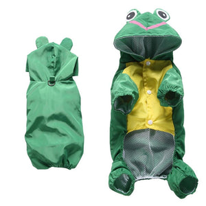 Rabbit Frog Duck Shark Shape Pet Dog Polyester Puppy Waterproof Four-Leg Raincoat Doggie Hooded Rain Gear Jumpsuit Rainwear Suit