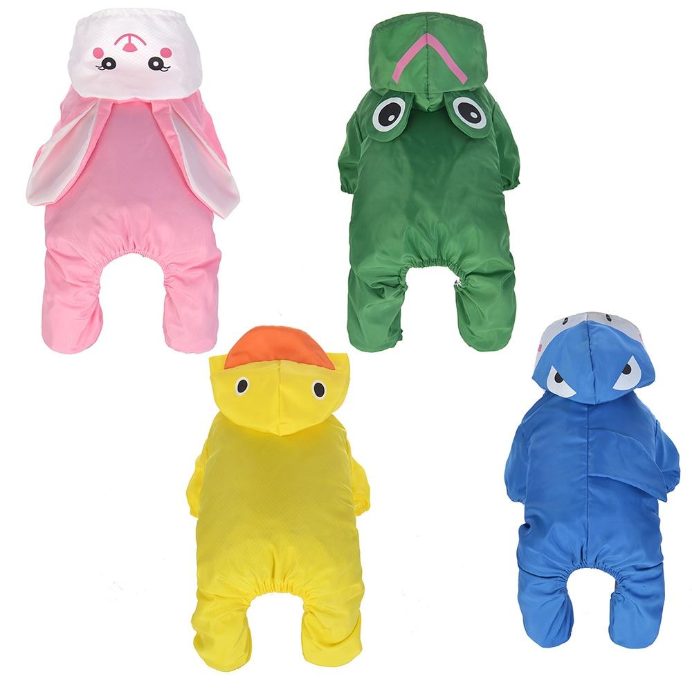 Rabbit Frog Duck Shark Shape Pet Dog Polyester Puppy Waterproof Four-Leg Raincoat Doggie Hooded Rain Gear Jumpsuit Rainwear Suit