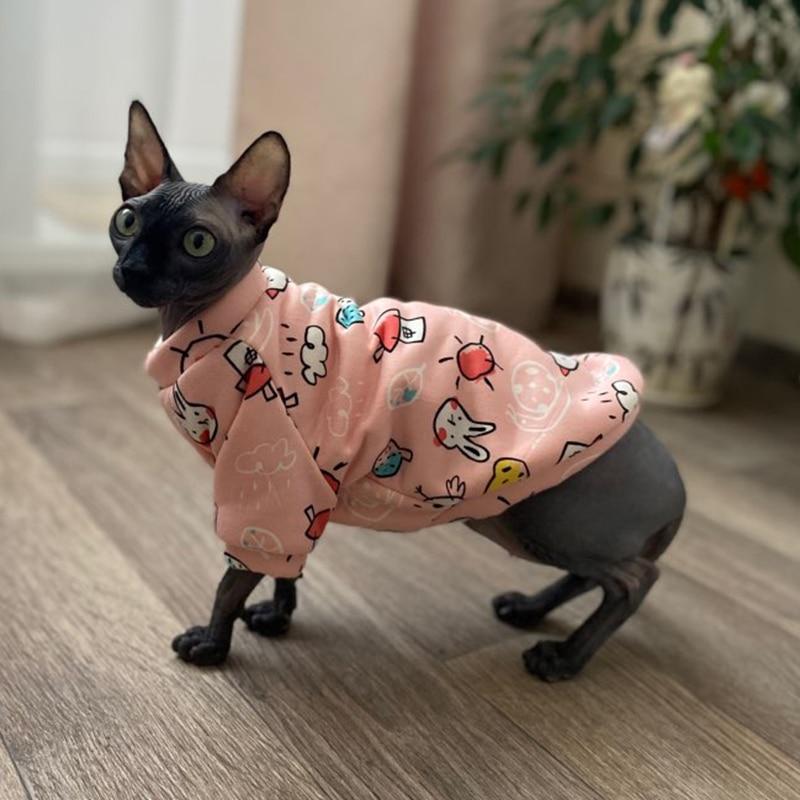 Rabbit Print Pet Cat Costume for Cats Soft Kedi Katten Sweatshirt Hoodie Spring Summer Cat Clothes Suit mascotas ropa para gato