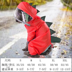 Summer Cartoon Dinosaur RainCoat With D-buckle Dog Clothes For Small Dogs Nylon Puppy Waterproof Rain Coat Chihuahua Pet Clothes