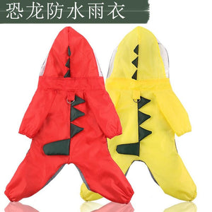 Summer Cartoon Dinosaur RainCoat With D-buckle Dog Clothes For Small Dogs Nylon Puppy Waterproof Rain Coat Chihuahua Pet Clothes