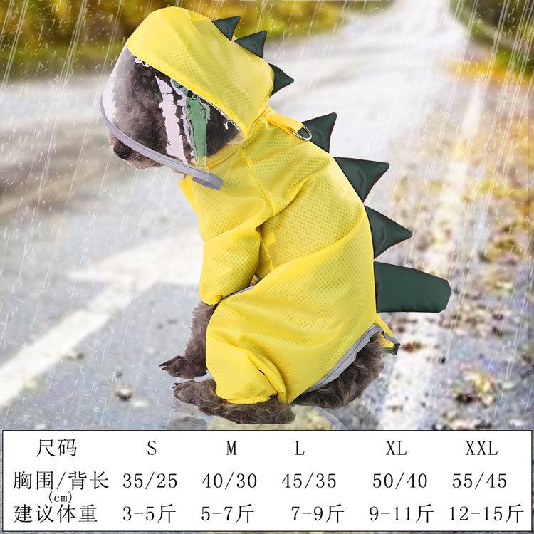 Summer Cartoon Dinosaur RainCoat With D-buckle Dog Clothes For Small Dogs Nylon Puppy Waterproof Rain Coat Chihuahua Pet Clothes