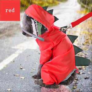 Summer Cartoon Dinosaur RainCoat With D-buckle Dog Clothes For Small Dogs Nylon Puppy Waterproof Rain Coat Chihuahua Pet Clothes