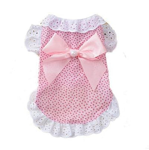 Sweet Pet Cat Clothes Lace Shirt for Cat Puppy Small Dog Spring and Summer Cute Bowknot Kitten Princess Coat Apparel XS S M L XL