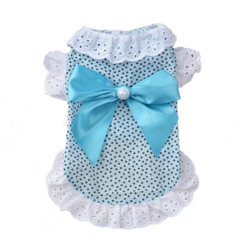 Sweet Pet Cat Clothes Lace Shirt for Cat Puppy Small Dog Spring and Summer Cute Bowknot Kitten Princess Coat Apparel XS S M L XL