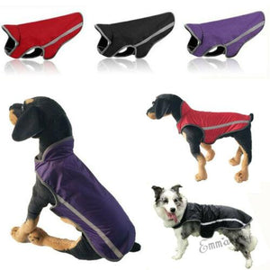 UK Stock Dog Winter Waterproof Warm Padded Coats Pet Clothes Night Reflective